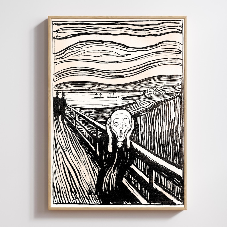 Edvard Munch's the Scream: Vintage Black and White Art Print - Etsy