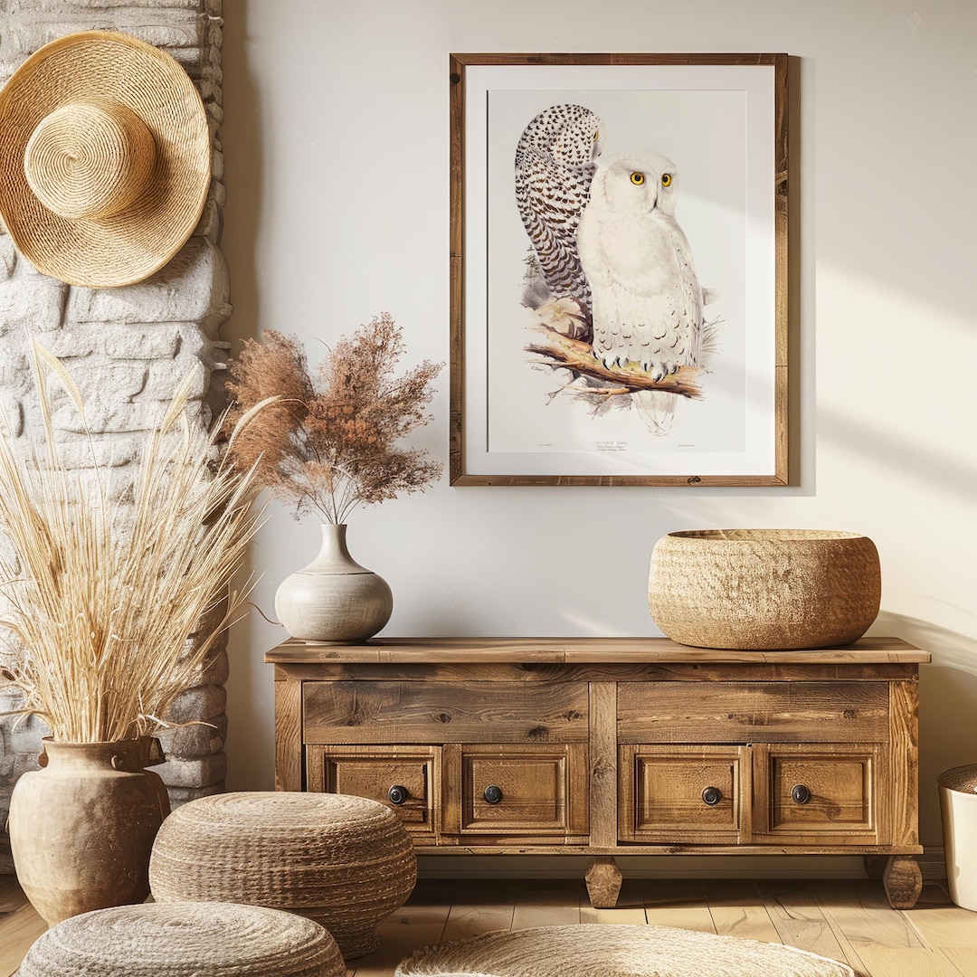 Vintage Snowy Owl Art Print, White Owl Poster - Etsy