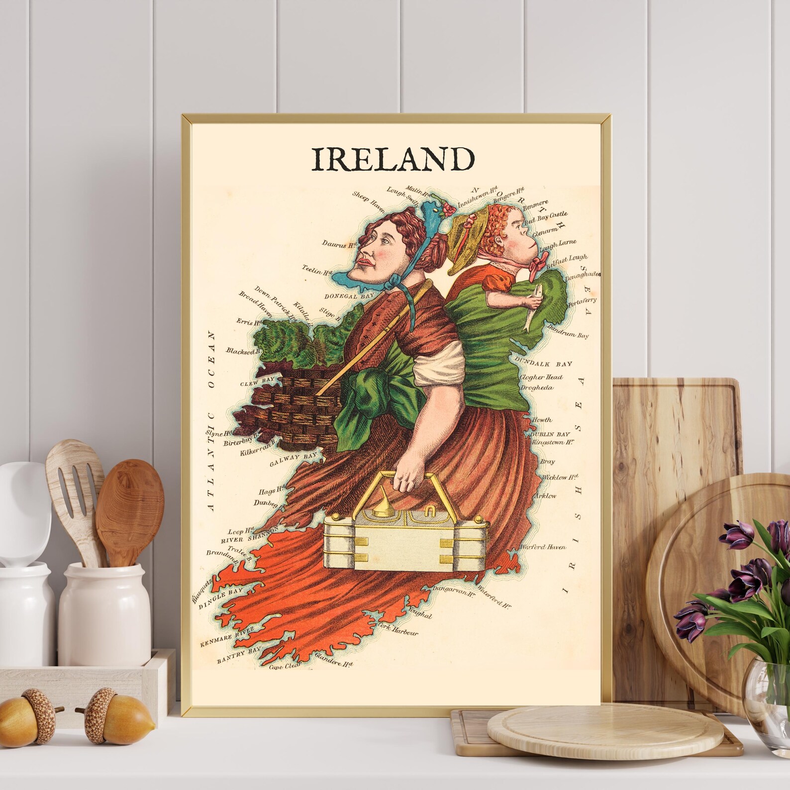 Rustic Irish Map Vintage Ireland Map Art Print: Irish Heritage Decor - Etsy