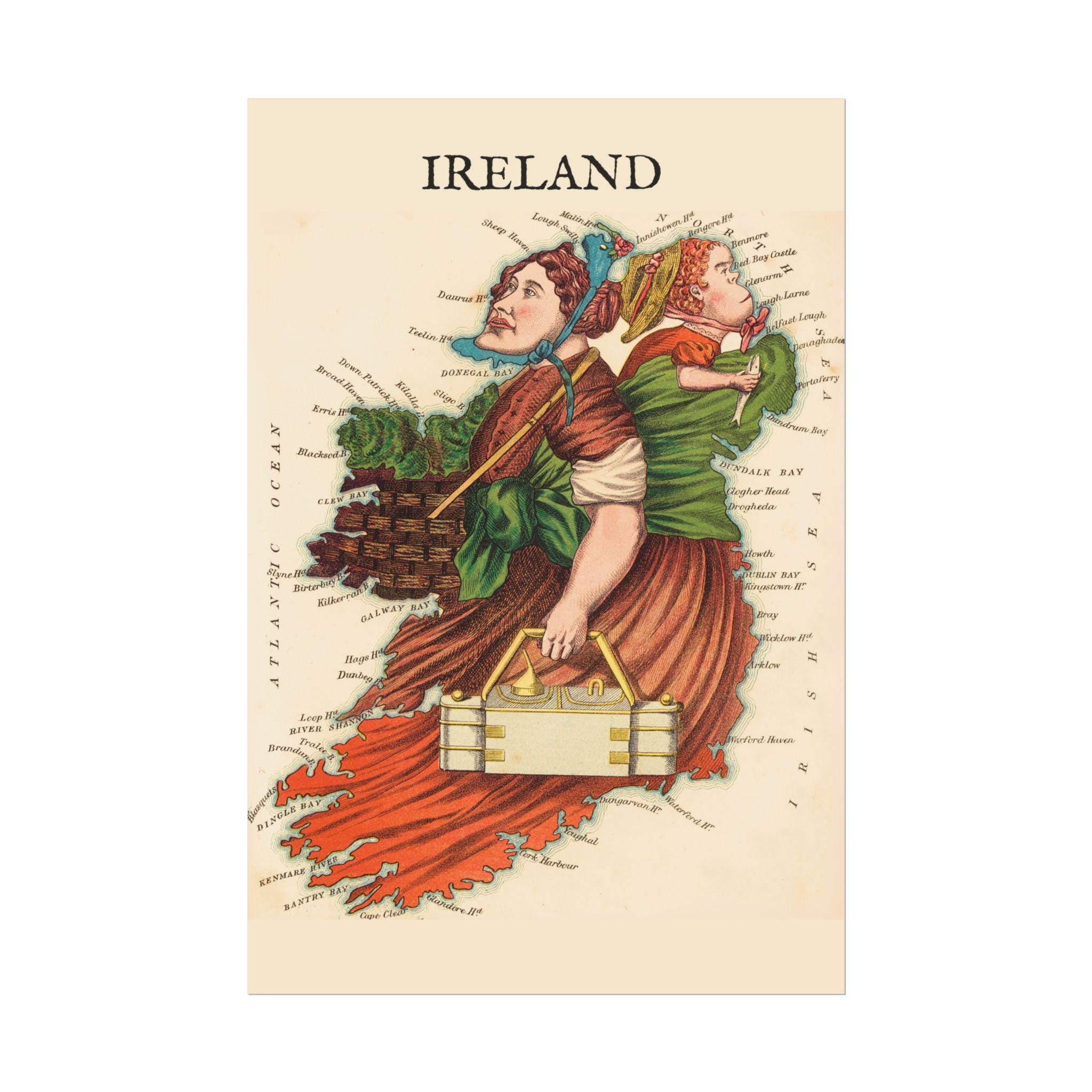 Rustic Irish Map Vintage Ireland Map Art Print: Irish Heritage Decor - Etsy