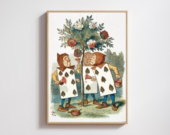 Impresión de Alicia en el País de las Maravillas: Ilustración vintage para guardería, pintando rosas
