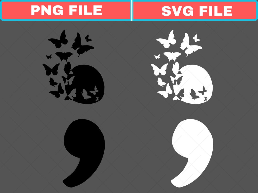 Semicolon Butterflies Svg, Mental Health Awareness Png, Keep on Going ...