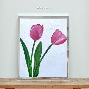 Rosa Tulpen Malerei Acryl | Fine Art Druck