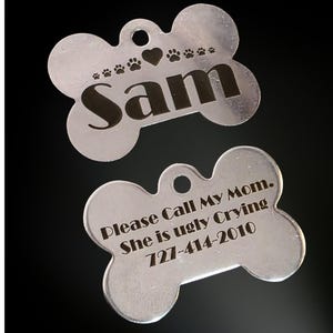 Custom Laser Engraved Stainless Steel, Personalized Dog Tag, Engraved