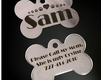 Custom Laser Engraved Stainless Steel, Personalized Dog Tag, Engraved