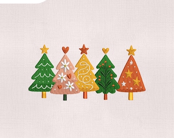 4 Größe Weihnachtsbaum Stickdatei, Weihnachten Stickdatei, Festliche Stickdatei, Stickmuster