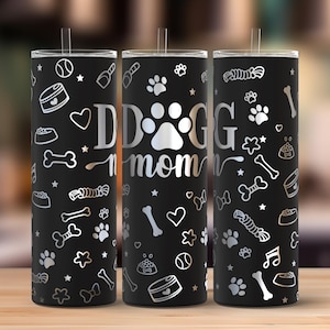 Dog Mom 20oz Tumbler Laser Svg, Dog Lover 20oz Skinny Tumbler Full Wrap Laser Svg, Laser Engraved Svg, Tumbler Laser File