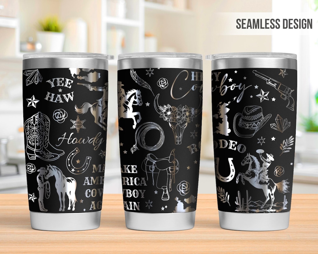 Vintage Rodeo Western Cowboy 20oz Tumbler Laser Engraving Wrap, Cowboy ...