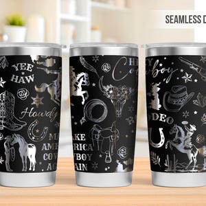 Vintage Rodeo Western Cowboy 20oz Tumbler Laser Engraving Wrap, Cowboy Tumbler Laser svg, 20oz Laser Engraved Svg, Laser Engraving Svg