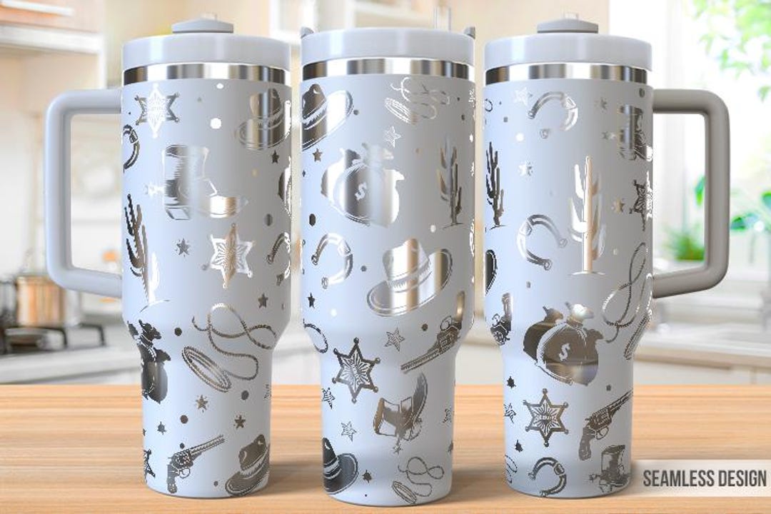 Western Cowboy 40oz Tumbler Laser Engraving Wrap, Cowboy Tumbler Laser ...