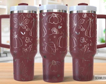 Pumpkin 40oz Tumbler Laser Engraving Wrap, Pumpkin & Leaf Tumbler Laser svg,Fall Laser Engraved Svg,Laser Engraving Svg,SVG For Laser Rotary