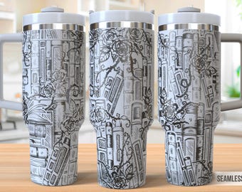 Book Lover 40oz Tumbler Lasergravure Wrap, Gothic Romantasy Books Tumbler Laser Svg, 40oz Laser Gegraveerde Svg, Lasergravure Svg