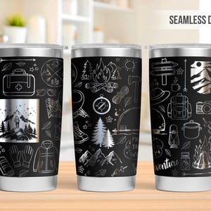 Hiking 20oz Tumbler Laser Engraving Wrap, Camping Tumbler Laser svg, 20oz Laser Engraved Svg, Laser Engraving Svg, SVG For Laser Rotary