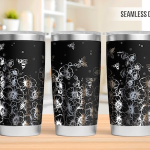 Orchid Flower 2Tumbler Laser Engraving Wrap, Orchid & Bee Tumbler Laser svg, 20oz Laser Engraved Svg, Laser Engraving Svg, Laser Rotary