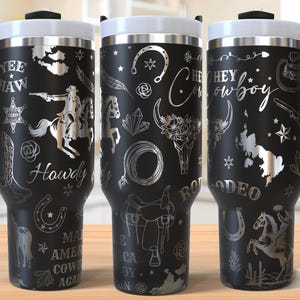 Vintage Rodeo Western Cowboy 40oz Tumbler Laser Engraving Wrap, Cowboy Tumbler Laser svg, 40oz Laser Engraved Svg, Laser Engraving Svg