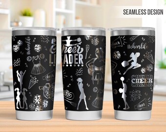 Cheerleading 20oz Tumbler Laser Engraving Wrap, Cheerleader Tumbler Laser svg, 20oz Laser Engraved Svg, Laser Engraving Svg,SVG Laser Rotary
