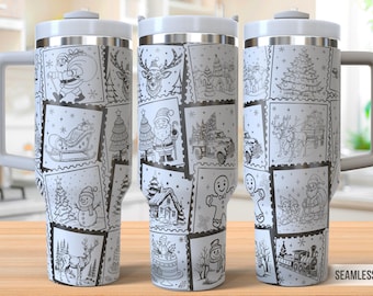 Christmas Postages 40oz Tumbler Laser Engraving Wrap, Christmas Santa Reindeer Tumbler Laser svg, Laser Engraved Svg, Laser Engraving Svg