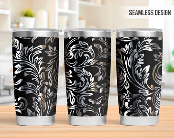 Couro trabalhado 20oz Tumbler Laser Envoltório de gravação, Western Tooled Leather Tumbler Laser svg, 20oz Laser Engraved Svg, Laser Engraving Svg