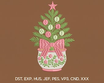 5 Size Grandmillennial Christmas Embroidery Design, Christmas Tree Embroidery Design, Xmas Embroidery Design, Embroidery Machines File