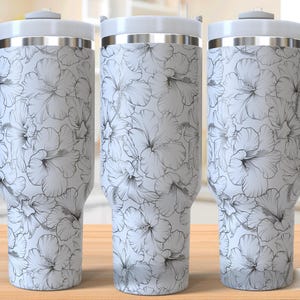 Hibiscus Flower 40oz Tumbler Laser Engraving Wrap, Hibiscus Tumbler Laser svg, 40oz Laser Engraved Svg, Laser Engraving Svg,SVG Laser Rotary