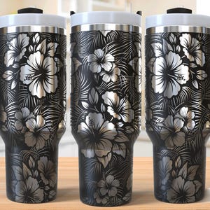 Hibiscus Flowers 40oz Tumbler Laser Engraving Wrap, Hibiscus Tumbler Laser svg, 40oz Laser Engraved Svg, Laser Engraving Svg, Laser Rotary