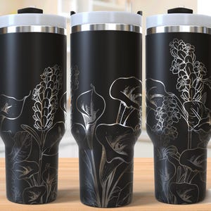Calla Lilies 40oz Tumbler Laser Engraving Wrap, Flowers Tumbler Laser svg, 40oz Laser Engraved Svg, Laser Engraving Svg,SVG For Laser Rotary