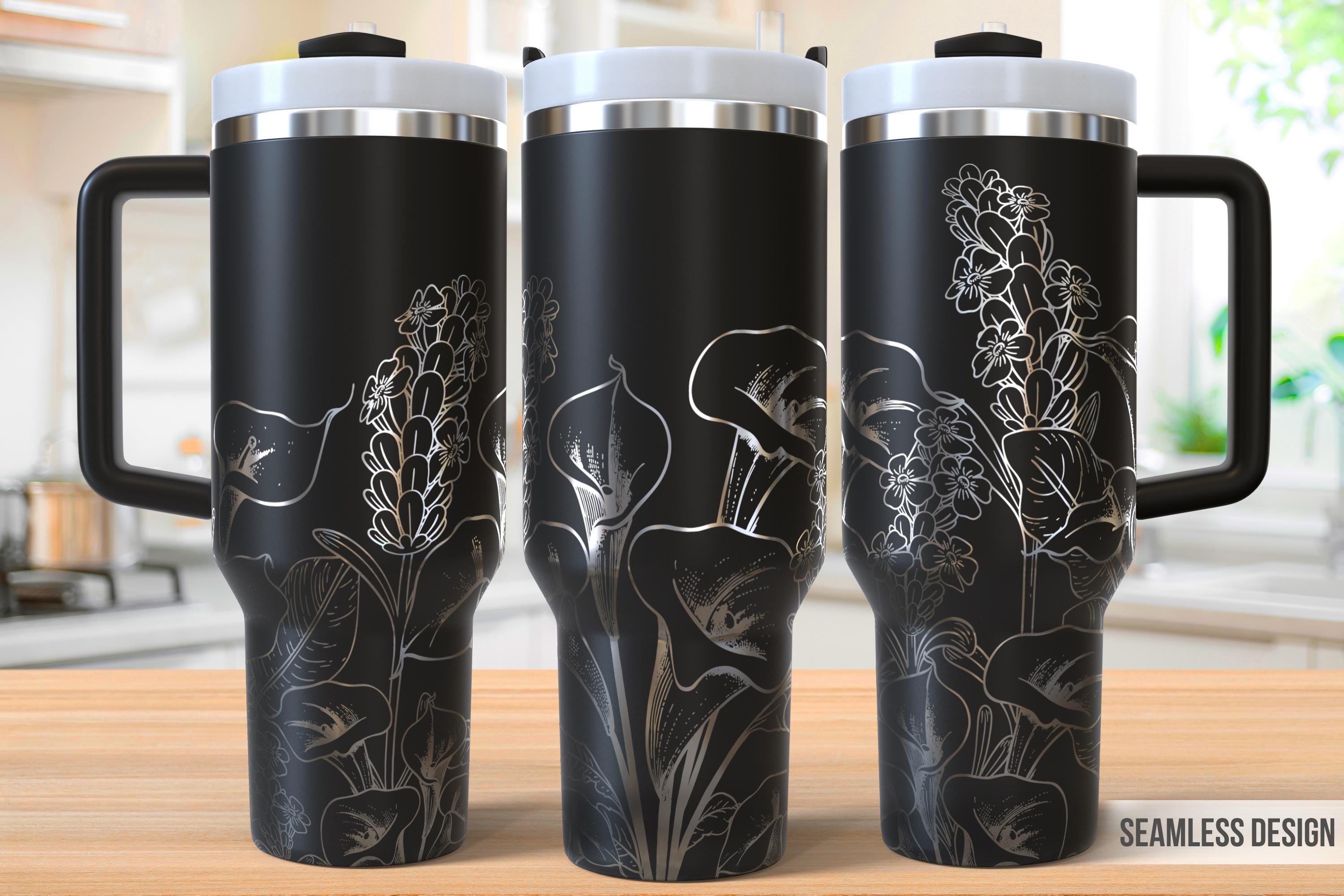 Calla Lilies 40oz Tumbler Laser Engraving Wrap, Flowers Tumbler