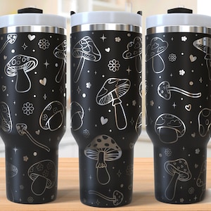 Boho Mushrooms 40oz Tumbler Laser Engraving Wrap, Cute Mushrooms Tumbler Laser svg, 40oz Laser Engraved Svg, Laser Engraving Svg