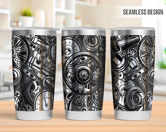 Gearhead 20oz Tumbler Laser Engraving Wrap, Car Engine Tumbler Laser svg, Laser Engraved Svg, Laser Engraving Svg, SVG For Laser Rotary