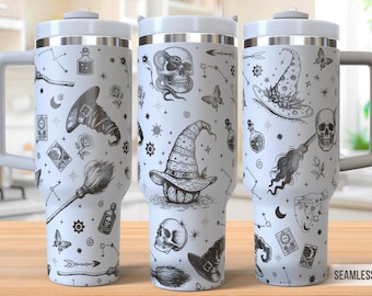 Celestial Witch 40oz Tumbler Laser Engraving Wrap, Witch Tumbler Laser svg,Halloween Laser Engraved Svg,Laser Engraving Svg,SVG Laser Rotary