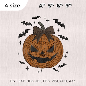4 Size Disco Pumpkin Embroidery Design, Halloween Pumpkin Embroidery Design, Pumpkin Embroidery Design, Embroidery Machines File