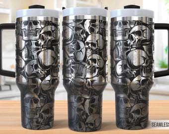 Gotische schedel 40oz Tumbler lasergravure wrap, schedels Tumbler Laser svg, 40oz laser gegraveerde Svg, lasergravure Svg, SVG voor roterende laser