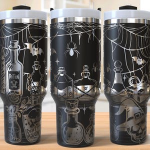 Witch Spooky Potions 40oz Tumbler Laser Engraving Wrap, Halloween Poison Tumbler Laser svg, 40oz Laser Engraved Svg, Laser Engraving Svg