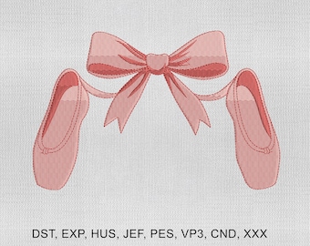 5 Size Ballet Shoes & Bow Embroidery Design, Ballet Shoes Embroidery Design, Bow Embroidery Design, Embroidery Machines File