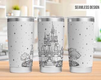 Vaso de 20 oz con grabado láser de Fairytale Castle, vaso de 20 oz con grabado láser, svg de Magical Castle, svg de 20 oz con grabado láser, svg de grabado láser