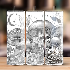 Mushroom & Butterfly 20oz Skinny Tumbler Laser Engraving Wrap,Mushroom Tumbler Laser svg,Laser Engraved Svg,Laser Engraving Svg,Laser Rotary