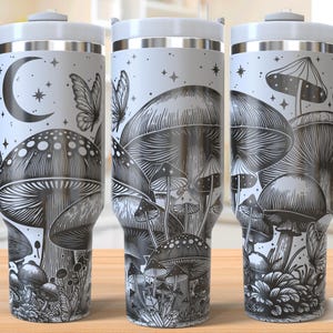 Mushroom & Butterfly 40oz Tumbler Laser Engraving Wrap, Mushroom Tumbler Laser svg, 40oz Laser Engraved Svg,Laser Engraving Svg,Laser Rotary