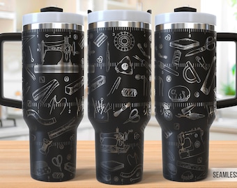Sewing 40oz Tumbler Laser Engraving Wrap, Sewing Craft Tumbler Laser svg, 40oz Laser Engraved Svg, Laser Engraving Svg, SVG For Laser Rotary