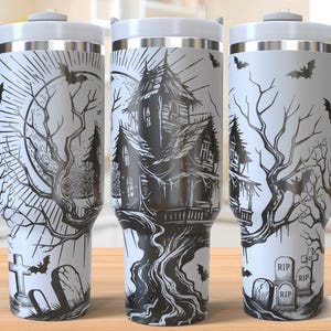 Enchanted House 40oz Tumbler Laser Engraving Wrap, Halloween Tumbler Laser svg, Spooky Season Laser Engraved Svg, Laser Engraving Svg