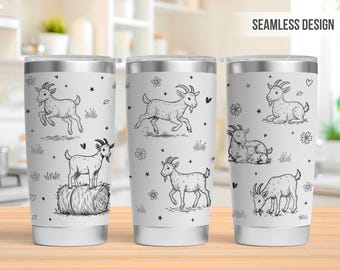 Gobelet de chèvre 20 oz pour gravure laser, svg de ferme gobelet laser, 20 oz gravé au laser, Svg de gravure laser, rotatif laser SVG
