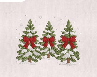 Stickmuster für Weihnachtsbäume in 4 Größen, Weihnachtsstickmuster, Stickdatei für Stickmaschinen