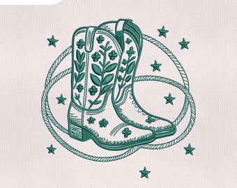 4 Size Cowgirl Boots Embroidery Design, Western Boots Embroidery Design, Western Embroidery Design, Embroidery Machines File
