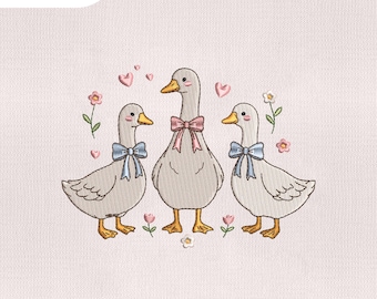 Motif de broderie d'oies mignons de taille 4, motif de broderie d'oies mignon pour bébé/enfant en bas âge, fichier de Machines à broder
