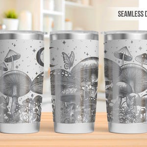 Mushroom & Butterfly 20oz Tumbler Laser Engraving Wrap, Mushroom Tumbler Laser svg, 20oz Laser Engraved Svg,Laser Engraving Svg,Laser Rotary