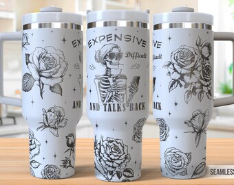 Expensive Difficult And Talks Back 40oz Tumbler Laser Engraving Wrap, Mothers Day Tumbler svg, 40oz Laser Engraved Svg, Laser Engraving Svg