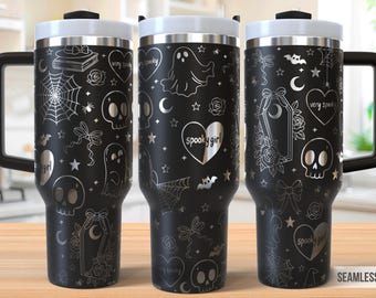 Cute Ghost 40oz Tumbler Laser Engraving Wrap, Cute Halloween Tumbler Laser svg, 40oz Laser Engraved Svg, Laser Engraving Svg, Laser Rotary