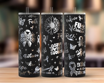 Breast Cancer 20oz Skinny Tumbler Laser Engraving Wrap, Cancer Fighter Tumbler SVG, Laser Engraved Svg, Laser Engraving Svg,SVG Laser Rotary