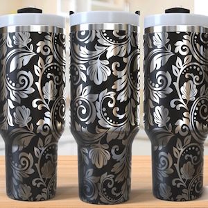 Tooled Leather 40oz Tumbler Laser Engraving Wrap, Western Tooled Leather Tumbler Laser svg, 40oz Laser Engraved Svg, Laser Engraving Svg