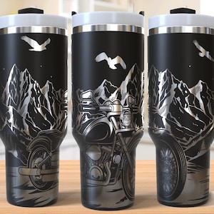 Motorcycle 40oz Tumbler Laser Engraving Wrap, Mountain Biker Tumbler Laser svg, 40oz Laser Engraved Svg, Laser Engraving Svg, Laser Rotary