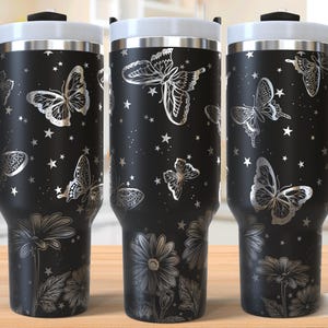 Schmetterlinge & Wildblumen 40 Unzen Lasergravur Wrap, Floral Schmetterling Tumbler Laser svg, 40 Unzen Laser gravierte svg, Laser-Gravur-Svg